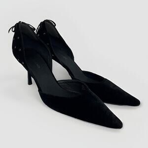 Calvin Klein Black Velvet Hermione Pointed Toe Heels BLACK WOMEN Size 9
